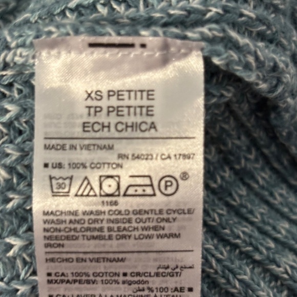 Mock Neck Blue Green Sweater Size Petite XS SKU 22 - Picture 7 of 9